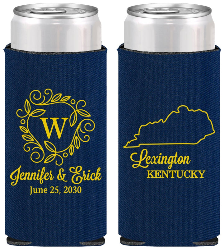 Personalized Wedding Slim Can Coolers - Kentucky | 116