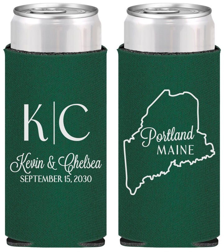 Personalized Wedding Slim Can Coolers - Maine | 118