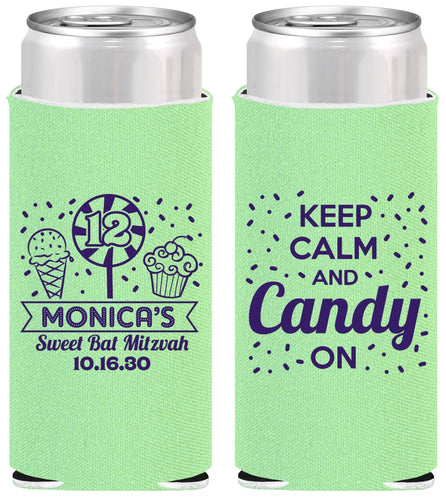 Personalized Bat Mitzvah Slim Can Coolers - 12th Birthday Cupcake | 120001
