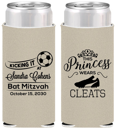 Personalized Bat Mitzvah Slim Can Coolers - 12th Birthday Soccer | 120014