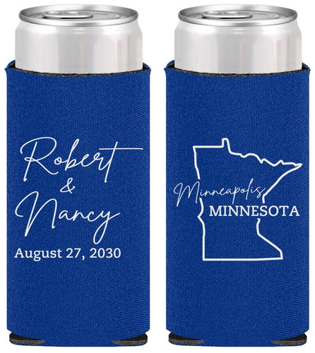 Personalized Wedding Slim Can Coolers - Minnesota | 122