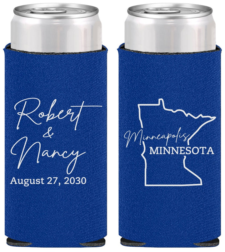 Personalized Wedding Slim Can Coolers - Minnesota | 122