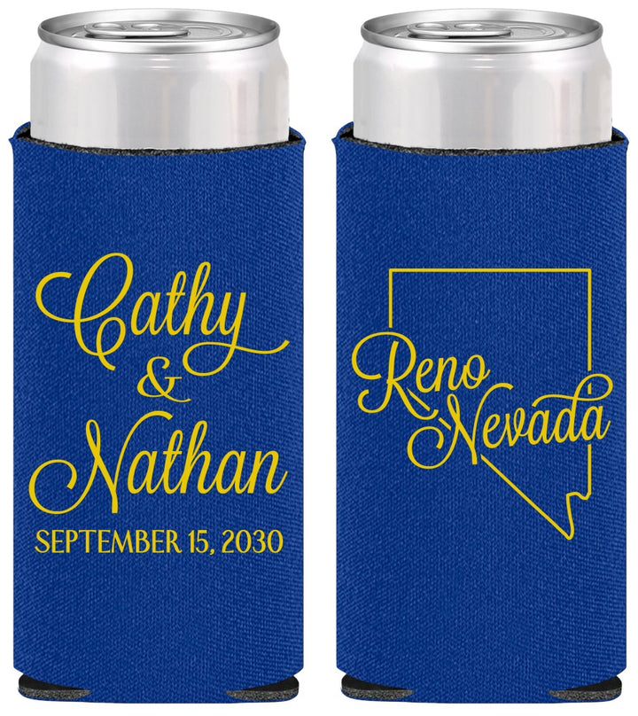 Personalized Wedding Slim Can Coolers - Nevada | 127