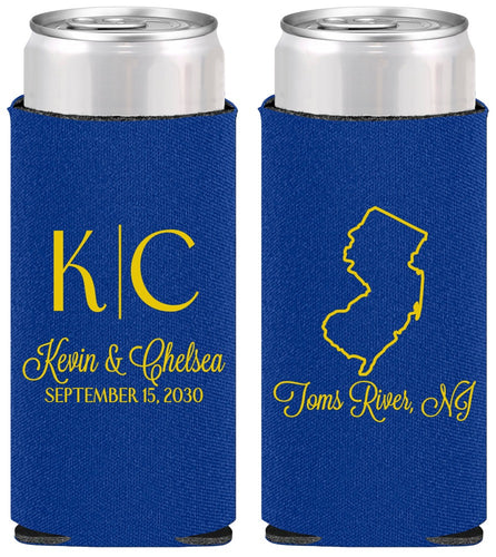 Personalized Wedding Slim Can Coolers - New Jersey | 129