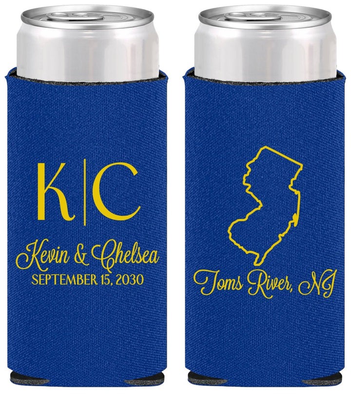 Personalized Wedding Slim Can Coolers - New Jersey | 129