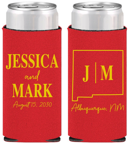 Personalized Wedding Slim Can Coolers - New Mexico | 130