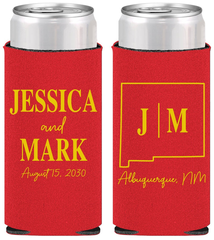 Personalized Wedding Slim Can Coolers - New Mexico | 130