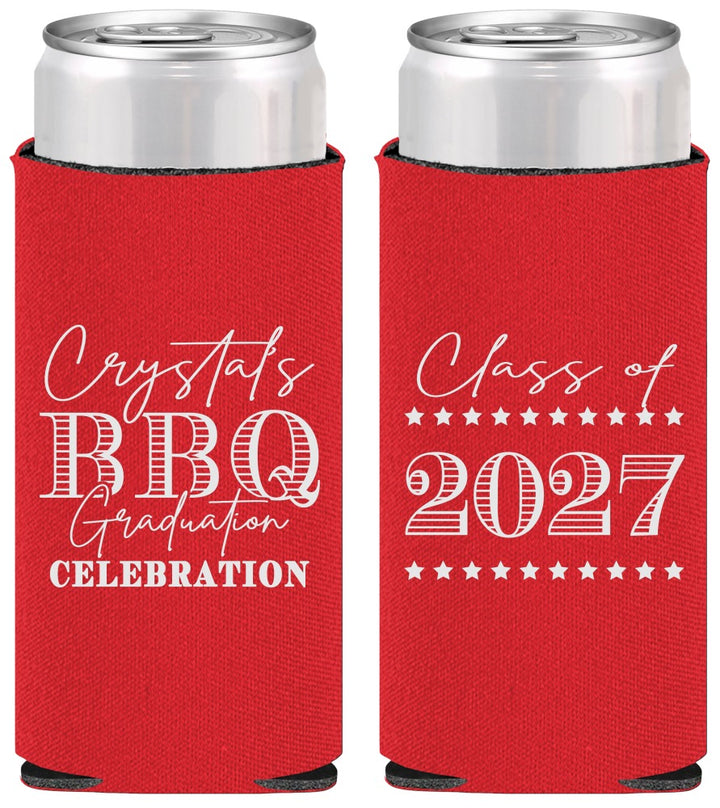 Personalized Graduation Slim Can Coolers - Class Of 2027 Bbq | 130005