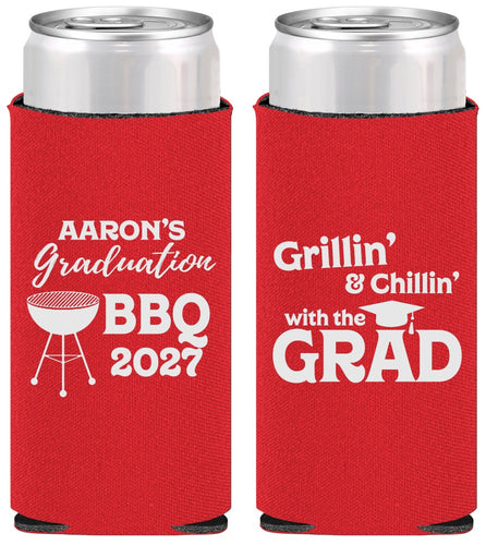 Personalized Graduation Slim Can Coolers - Class Of 2027 Bbq | 130007