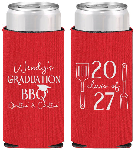 Personalized Graduation Slim Can Coolers - Class Of 2027 Bbq | 130008