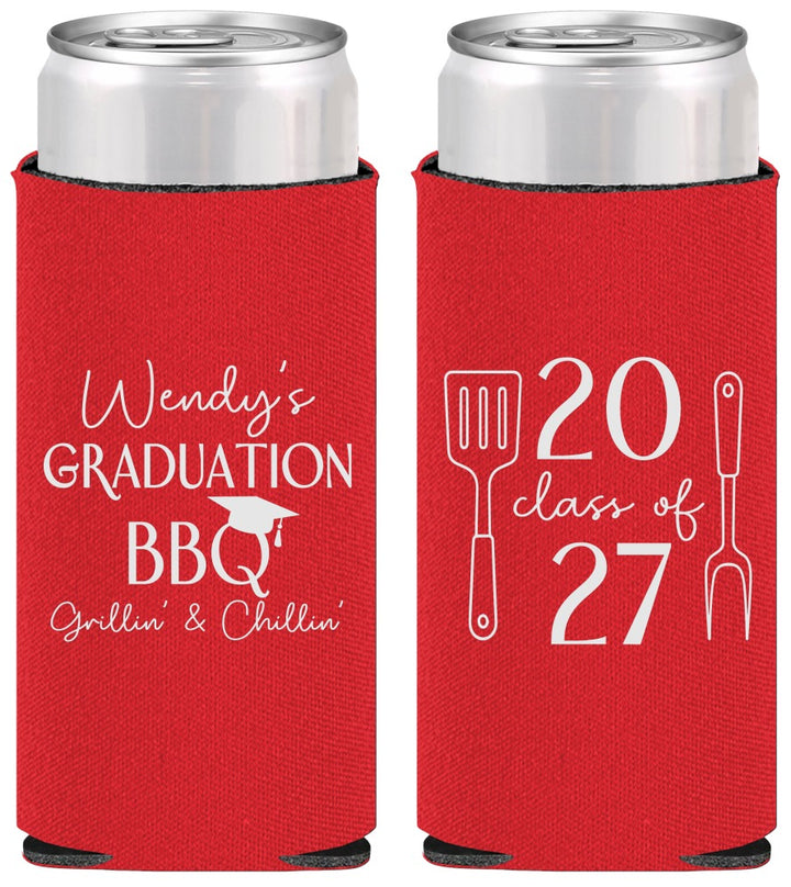 Personalized Graduation Slim Can Coolers - Class Of 2027 Bbq | 130008