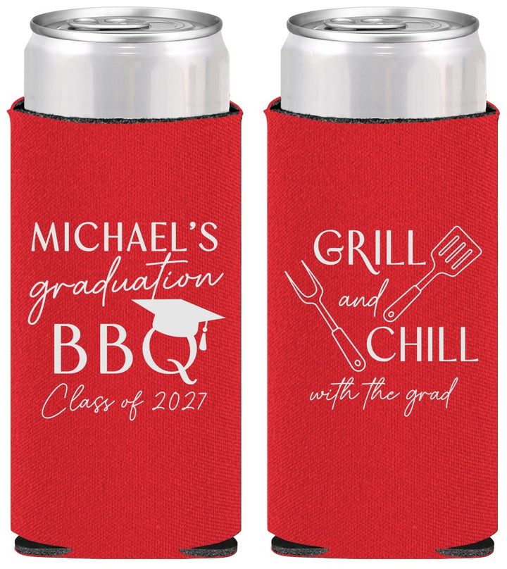 Personalized Graduation Slim Can Coolers - Class Of 2027 Bbq | 130009