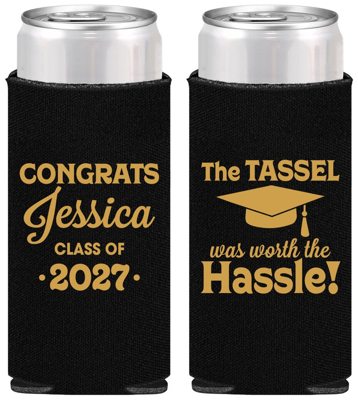 Personalized Graduation Slim Can Coolers - Class Of 2027 Tassel Hassel | 130012