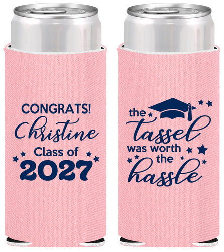 Personalized Graduation Slim Can Coolers - Class Of 2027 Tassel Hassel | 130013