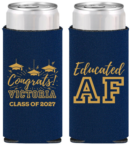 Personalized Graduation Slim Can Coolers - Class Of 2027 Educated Af | 130017