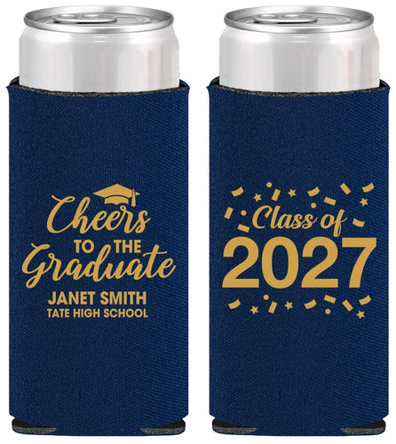Personalized Graduation Slim Can Coolers - Class Of 2027 Cheers Graduate | 130021