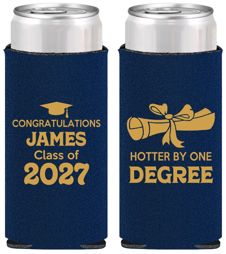 Personalized Graduation Slim Can Coolers - Class Of 2027 Hotter Degree | 130022