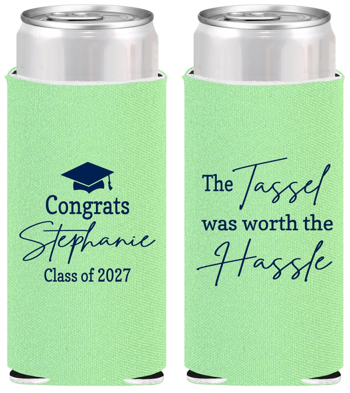 Personalized Graduation Slim Can Coolers - Class Of 2027 Tassel Hassel | 130031
