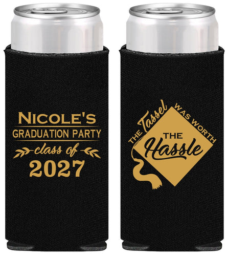 Personalized Graduation Slim Can Coolers - Class Of 2027 Tassel Hassel | 130032