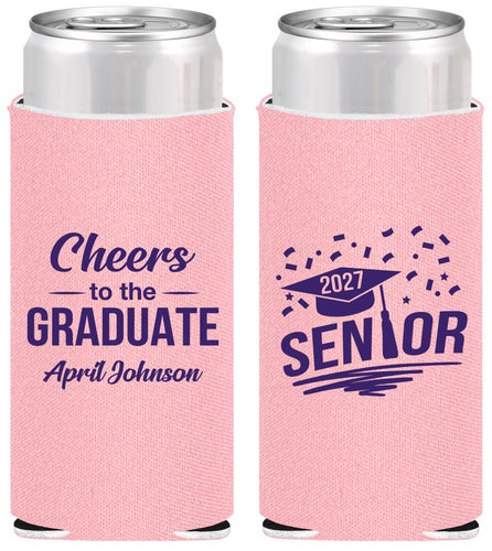 Personalized Graduation Slim Can Coolers - Class Of 2027 Cheers Graduate | 130035