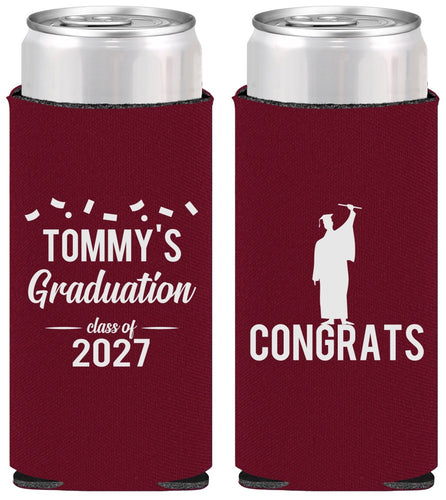 Personalized Graduation Slim Can Coolers - Class Of 2027 Congrats | 130046