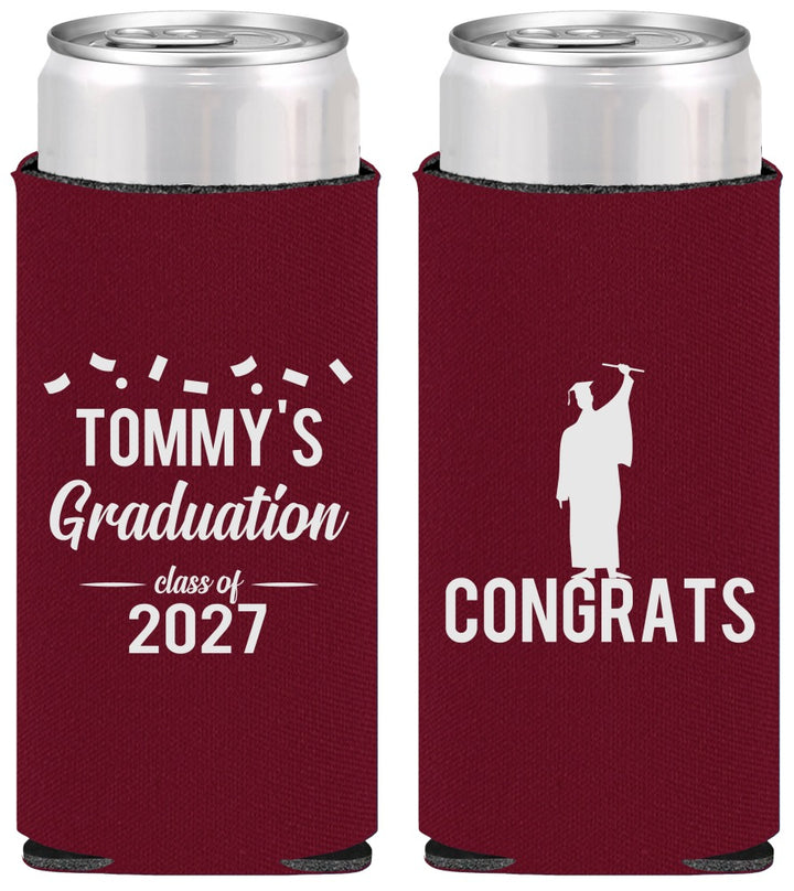 Personalized Graduation Slim Can Coolers - Class Of 2027 Congrats | 130046