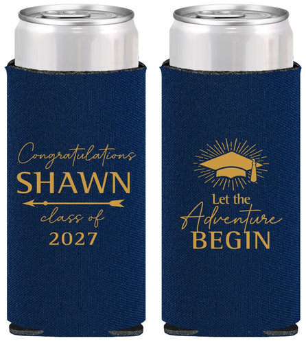 Personalized Graduation Slim Can Coolers - Class Of 2027 Adventure Begin | 130048