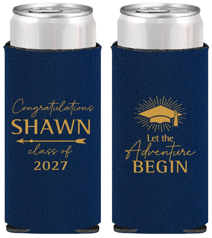 Personalized Graduation Slim Can Coolers - Class Of 2027 Adventure Begin | 130048