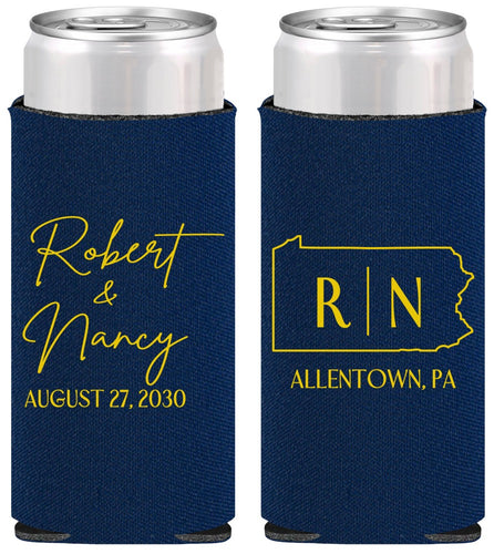 Personalized Wedding Slim Can Coolers - Pennsylvania | 137