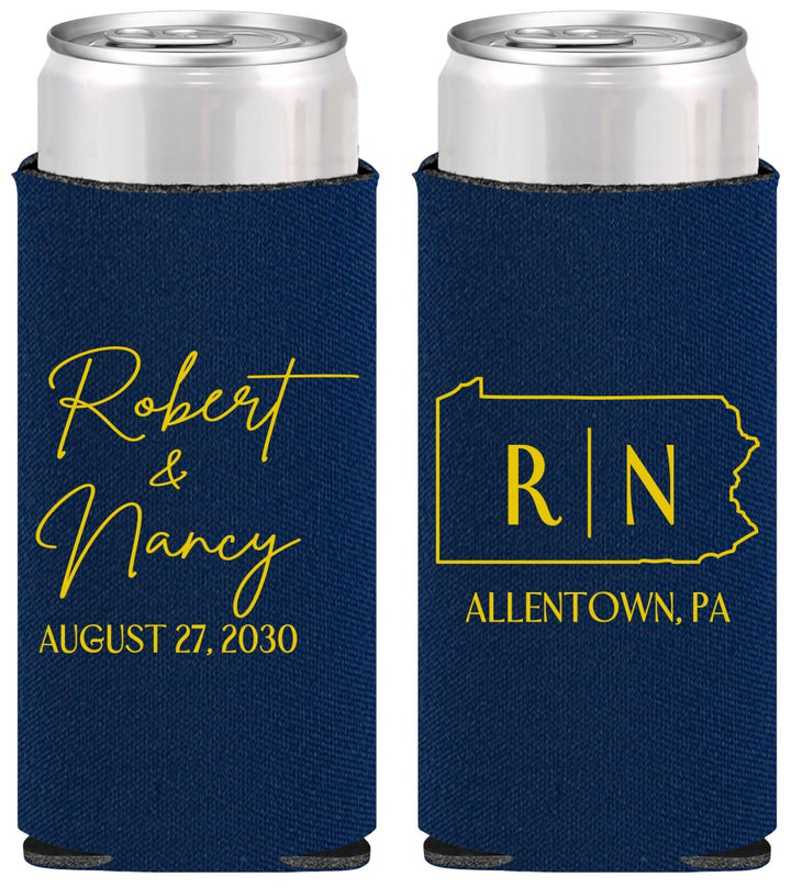 Personalized Wedding Slim Can Coolers - Pennsylvania | 137