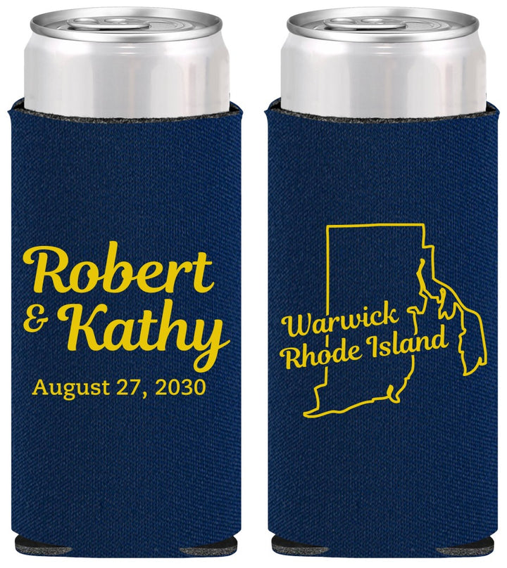Personalized Wedding Slim Can Coolers - Rhode Island | 138