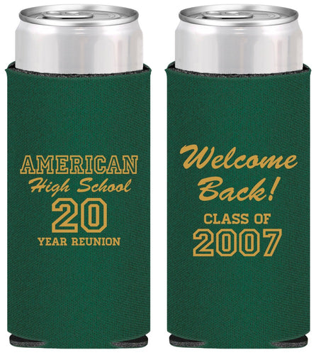 Personalized Class Reunion Slim Can Coolers - Class Of 2007 20 Year | 140001