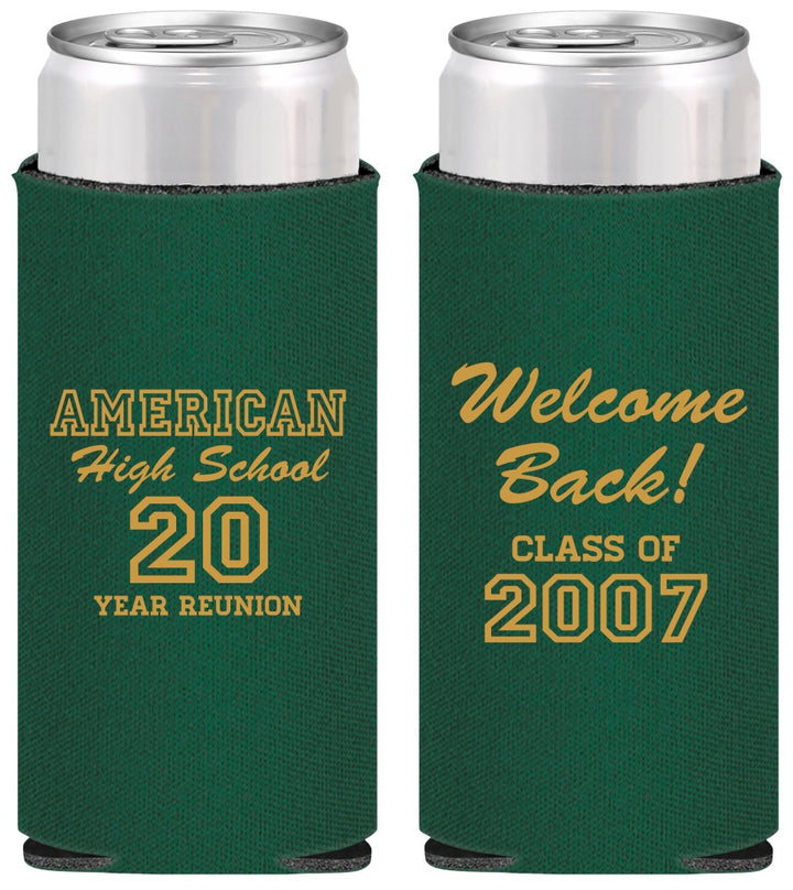 Personalized Class Reunion Slim Can Coolers - Class Of 2007 20 Year | 140001