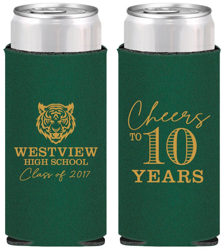 Personalized Class Reunion Slim Can Coolers - Class Of 2017 10 Year | 140005