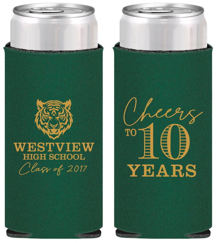 Personalized Class Reunion Slim Can Coolers - Class Of 2017 10 Year | 140005