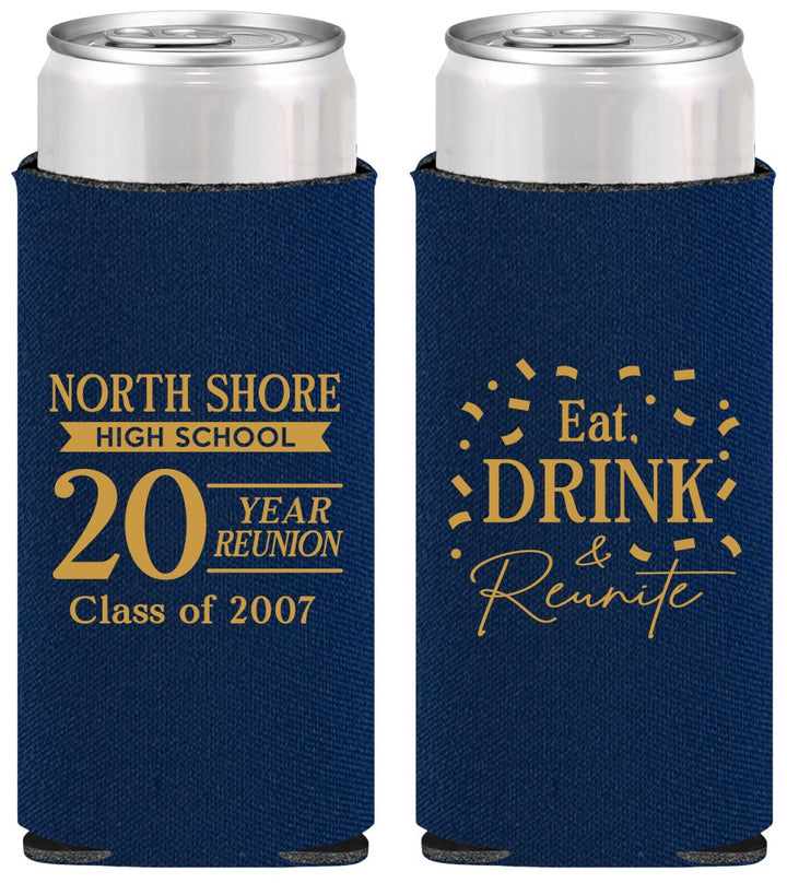 Personalized Class Reunion Slim Can Coolers - Class Of 2007 20 Year | 140006