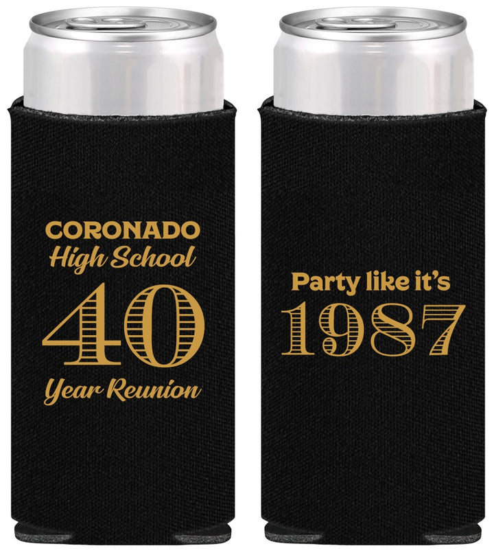 Personalized Class Reunion Slim Can Coolers - Class Of 1987 40 Year | 140008