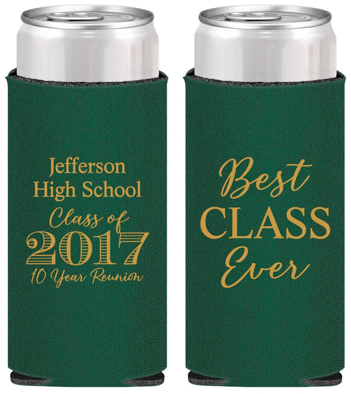 Personalized Class Reunion Slim Can Coolers - Class Of 2017 10 Year | 140025