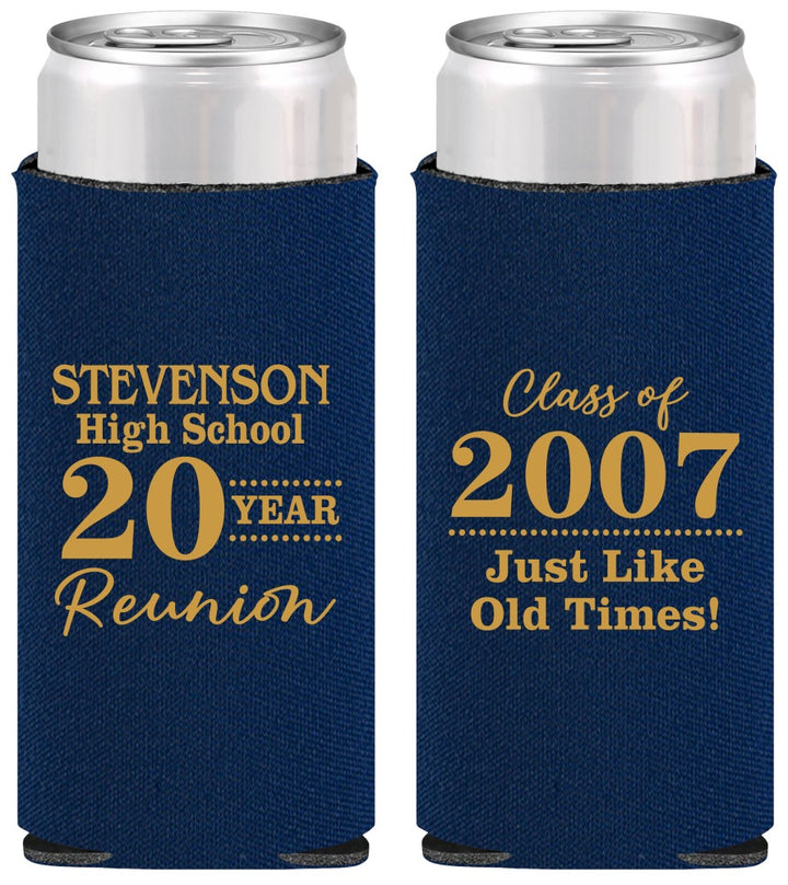 Personalized Class Reunion Slim Can Coolers - Class Of 2007 20 Year | 140026