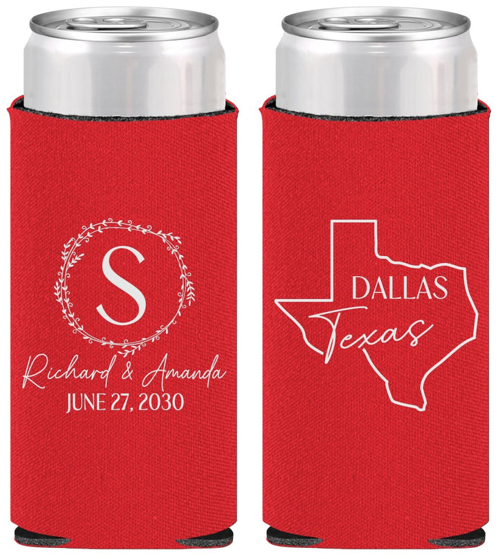 Personalized Wedding Slim Can Coolers - Texas | 142