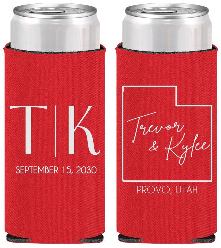 Personalized Wedding Slim Can Coolers - Utah | 143