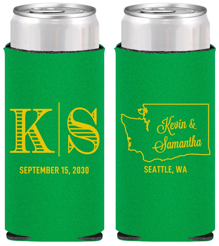 Personalized Wedding Slim Can Coolers - Washington | 146