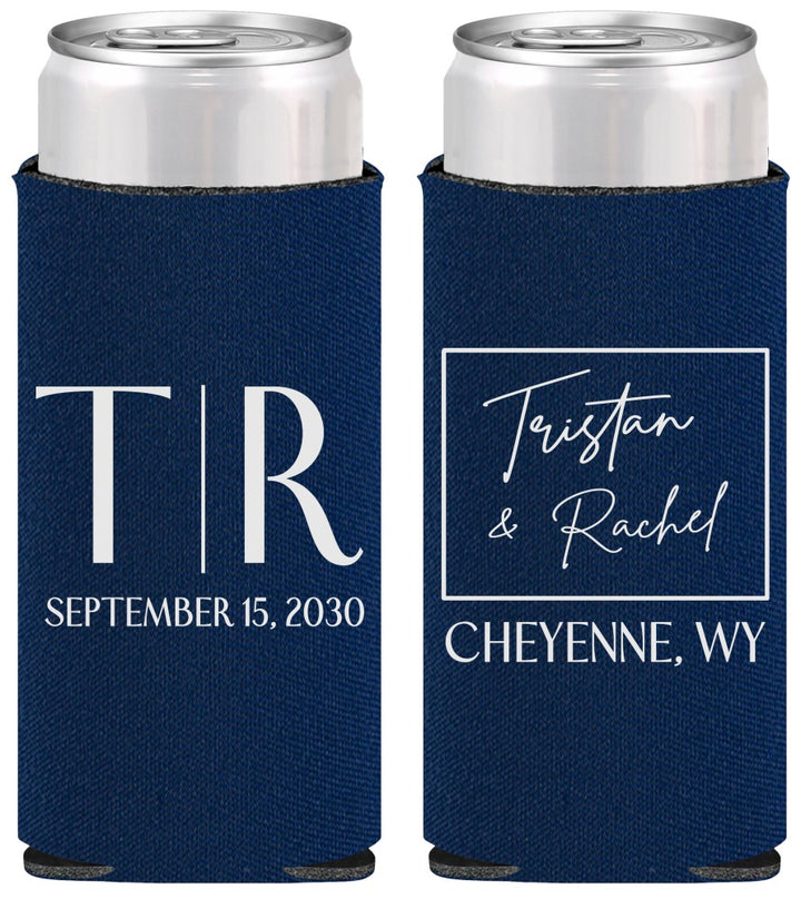 Personalized Wedding Slim Can Coolers - Wyoming | 149