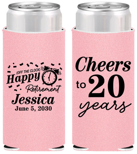 Personalized Retirement Slim Can Coolers - Off The Clock | 150001