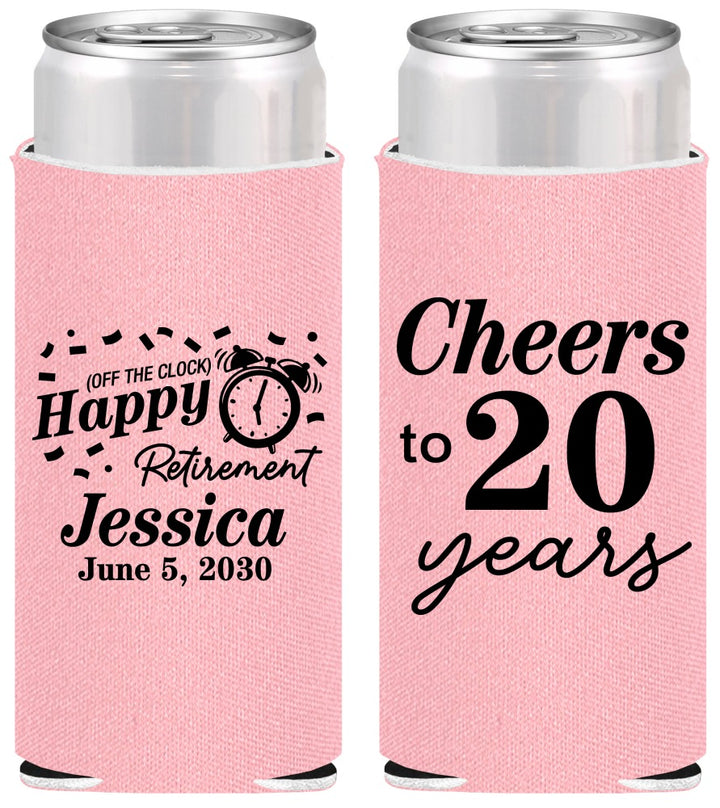 Personalized Retirement Slim Can Coolers - Off The Clock | 150001