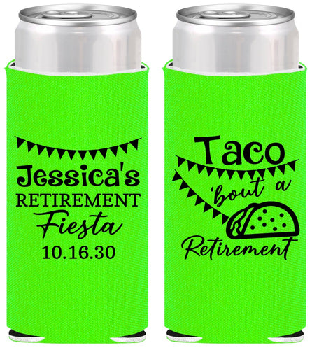 Personalized Retirement Slim Can Coolers - Taco Bout A Retirement | 150002
