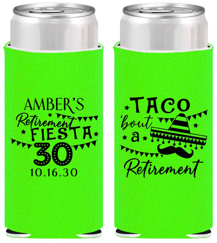 Personalized Retirement Slim Can Coolers - Taco Bout A Retirement | 150003