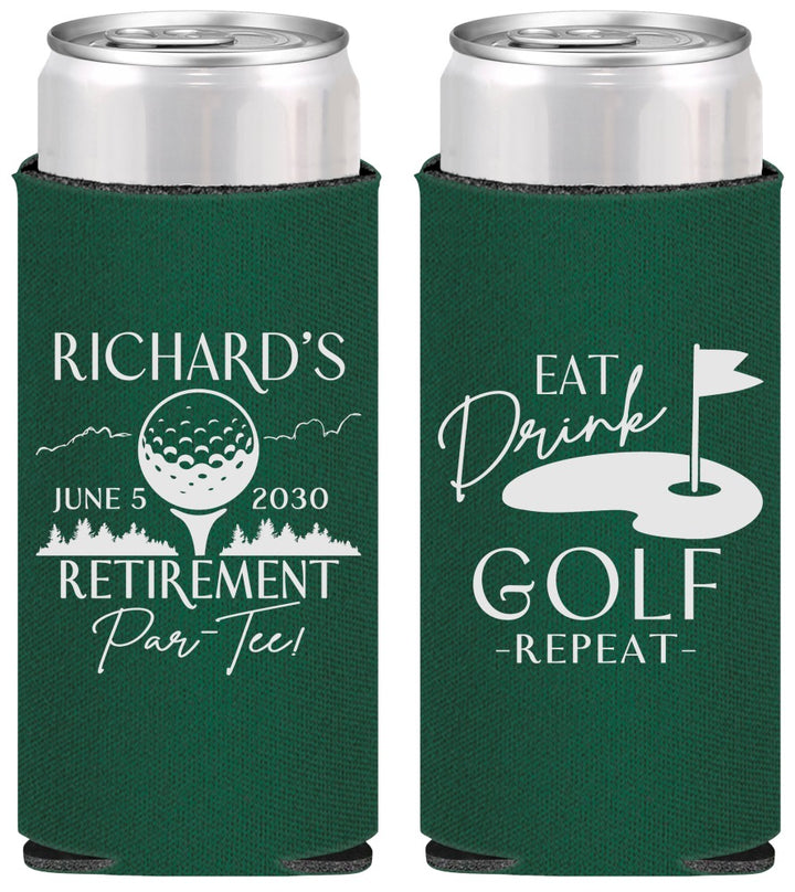 Personalized Retirement Slim Can Coolers - Eat Drink Golf Repeat | 150006