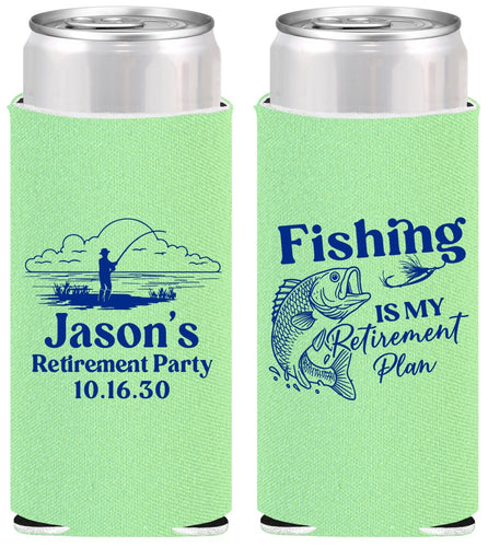 Personalized Retirement Slim Can Coolers - Fishing | 150009