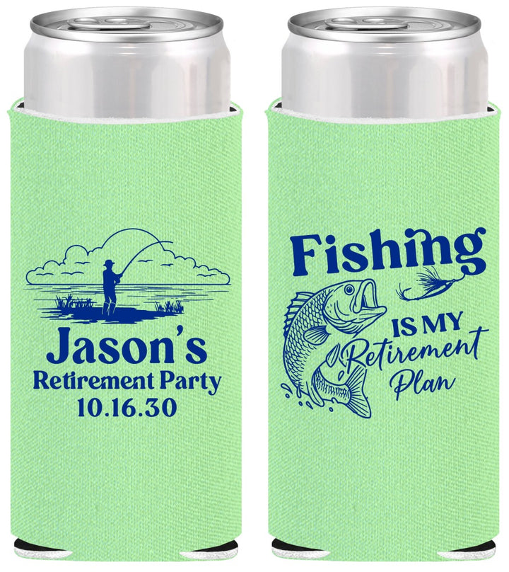 Personalized Retirement Slim Can Coolers - Fishing | 150009
